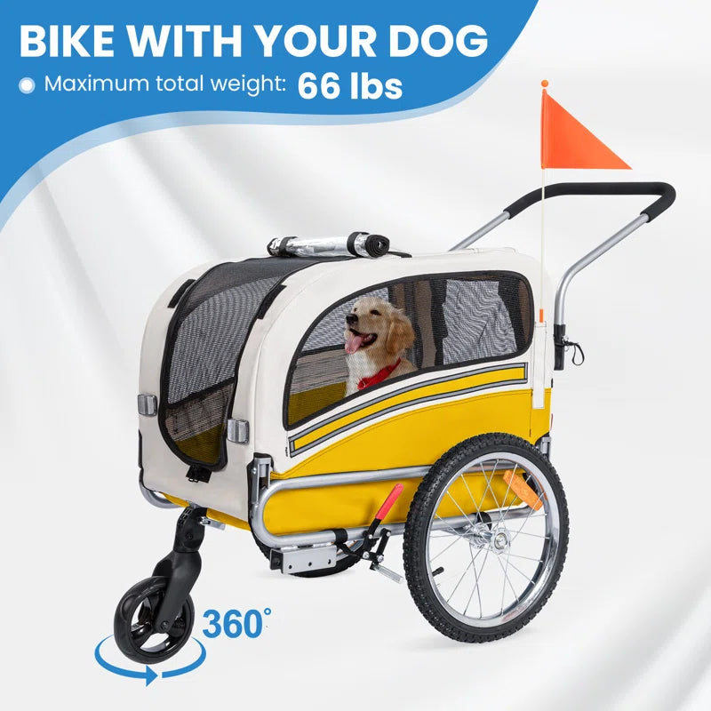 Aobei 2-In-1 Dog Bicycle Trailer, Dog Stroller, and Dog Jogging Stroller